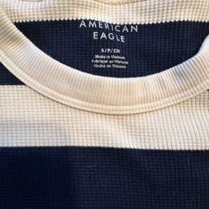 Women’s American Eagle Navy and White Striped Shirt